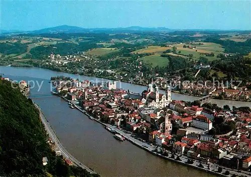 AK / Ansichtskarte Passau Dreifluessestadt mit Donau Inn und Ilz Fliegeraufnahme Kat. Passau