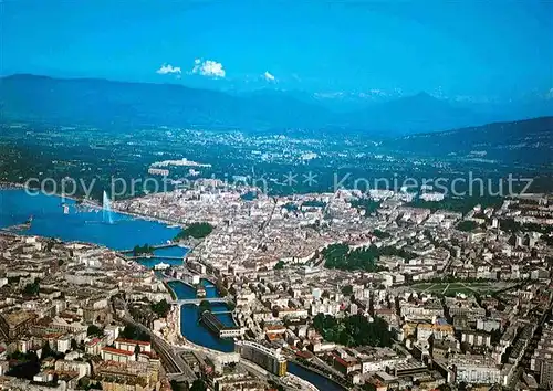 AK / Ansichtskarte Geneve GE La ville et les ponts sur le Rhone vus d avion Kat. Geneve