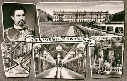 AK / Ansichtskarte Herrenchiemsee Koenigsschloss Portrait Ludwig II Kat. Chiemsee