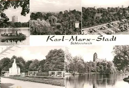 AK / Ansichtskarte Karl Marx Stadt Schlossteich Parkanlagen Fontaene Kat. Chemnitz
