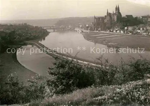 AK / Ansichtskarte Meissen Elbe Sachsen Panorama Blick ueber die Elbe mit Burgberg Albrechtsburg Kat. Meissen