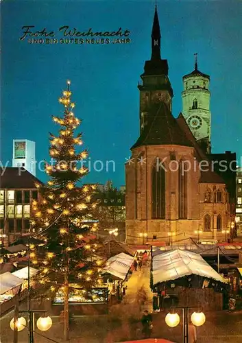 AK / Ansichtskarte Stuttgart Weihnachtsmarkt Stiftskirche Rathaus Kat. Stuttgart
