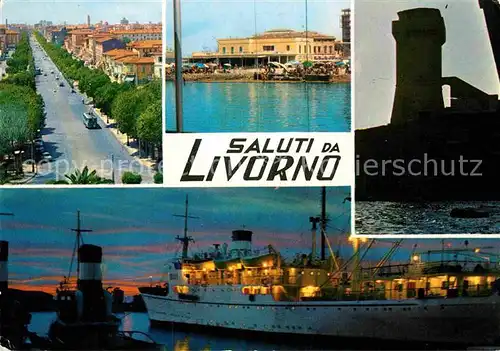 AK / Ansichtskarte Livorno Teilansichten Hafen Faehre Turm Kat. Livorno