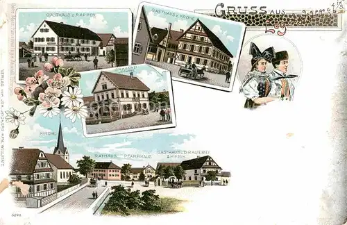 AK / Ansichtskarte Legelshurst Gasthaus Krone Rappen Brauerei Jockers Rathaus Pfarrhaus  Kat. Willstaett