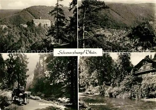AK / Ansichtskarte Schwarzburg Thueringer Wald Landschaftspanorama Schweizerhaus Postkutsche Schwarzathal Kat. Schwarzburg