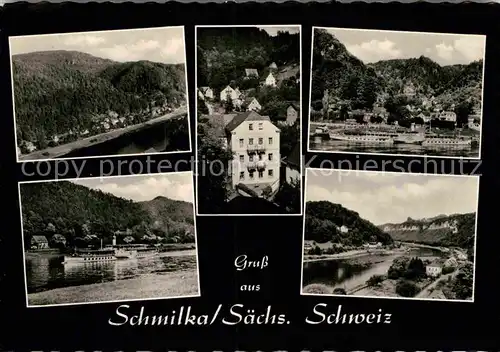 AK / Ansichtskarte Schmilka Panorama Blick ins Elbetal Raddampfer Kat. Bad Schandau