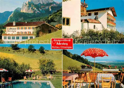 AK / Ansichtskarte Rottau Chiemgau Berggasthaus Pension Adersberg Terrasse Fernsicht Swimming Pool Kat. Grassau