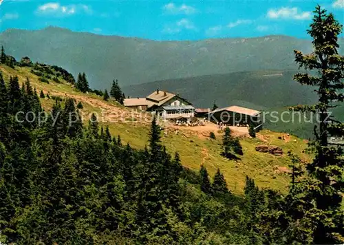 AK / Ansichtskarte Bayerisch Eisenstein Arberschutzhaus am Grossen Arber Blick zum Osser Bayerischer Wald Kat. Bayerisch Eisenstein