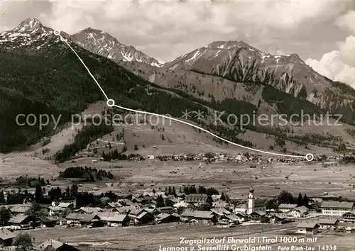 AK / Ansichtskarte Ehrwald Tirol Gesamtansicht Zugspitzdorf Lermoos Sessellift Grubigstein Alpenpanorama