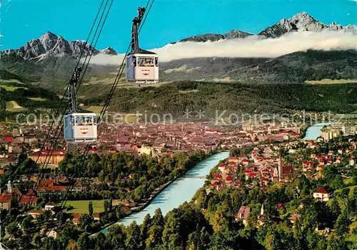 AK / Ansichtskarte Seilbahn Innsbruck Nordkettenbahn Wagenkreuzung Serles Nockspitze  Kat. Bahnen