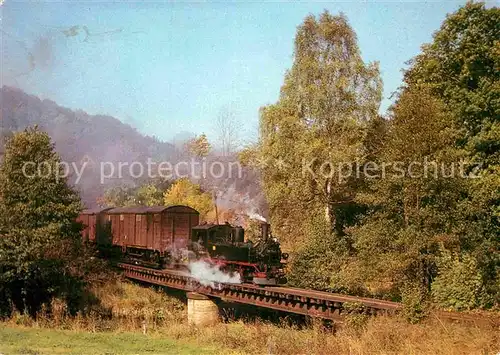AK / Ansichtskarte Lokomotive Schmalspurbahn Wolkenstein Joehstadt Pressnitztal Streckewalde  Kat. Eisenbahn