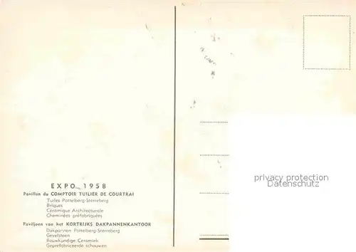 AK / Ansichtskarte Exposition Universelle Bruxelles 1958 Pavillon du Comptoir Tuilier de Courtrai Kat. Expositions