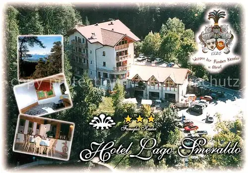 AK / Ansichtskarte Fondo Trentino Hotel Lago Smeraldo Wappen Familie Kessler un Obrist