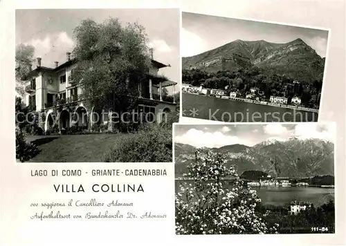 AK / Ansichtskarte Griante Cadenabbia Lago di Como Villa Collina Aufenthaltsort Bundeskanzler Adenauer Kat. Griante