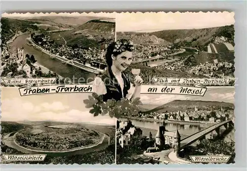 AK / Ansichtskarte Traben Trarbach Panorama mit Ruine Grevenburg Ortsansicht Moselschleife Moselbruecke Kat. Traben Trarbach