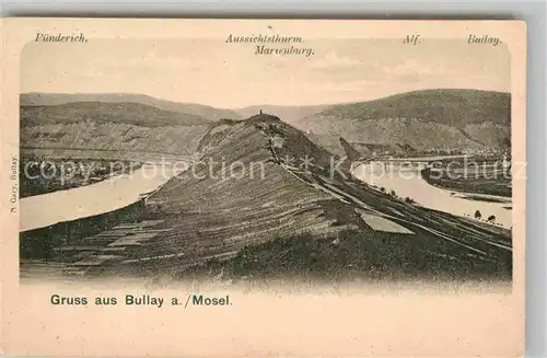 AK / Ansichtskarte Alf Bullay Mosel mit Puenderich und Aussichtsthurm Marienburg