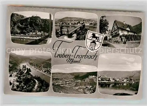 AK / Ansichtskarte Traben Trarbach Moselbruecke Fachwerkhaeuser Grevenburg Panorama Kat. Traben Trarbach