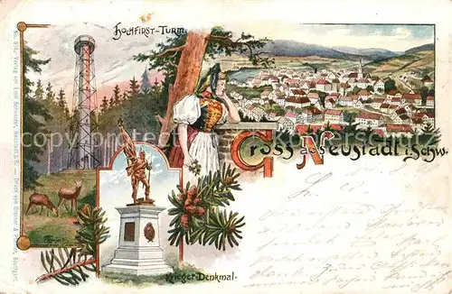 AK / Ansichtskarte Neustadt Schwarzwald Kriegerdenkmal Hochfirst Turm Kuenstlerkarte 