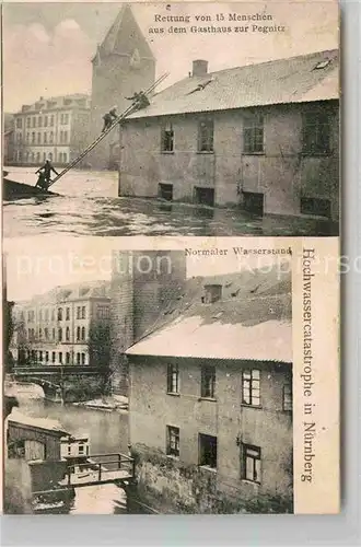 AK / Ansichtskarte Nuernberg Hochwassercatastrophe Gasthaus Pegnitz Kat. Nuernberg