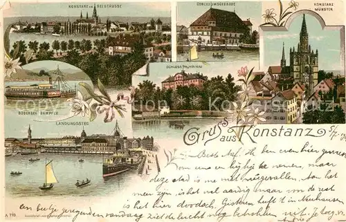 AK / Ansichtskarte Konstanz Bodensee Muenster Landungssteg Damfper  Kat. Konstanz