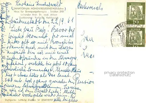 AK / Ansichtskarte Freudenstadt Fliegeraufnahme Sanatorium Hohenfreudenstadt Kat. Freudenstadt