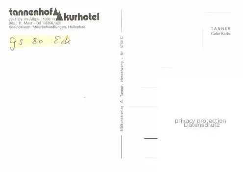 AK / Ansichtskarte Oy Kurhotel Tannenhof Kat. Oy Mittelberg