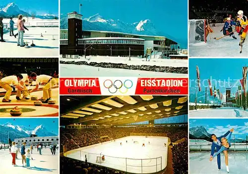 AK / Ansichtskarte Olympia Eisstadion Garmisch Partenkirchen Eishockey Schlittschuhlaufen Curling Kat. Sport