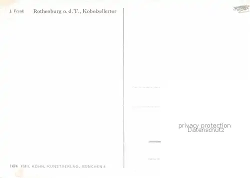 AK / Ansichtskarte Frank J. Rothenburg Tauber Kobolzellertor  Kat. Kuenstlerkarte