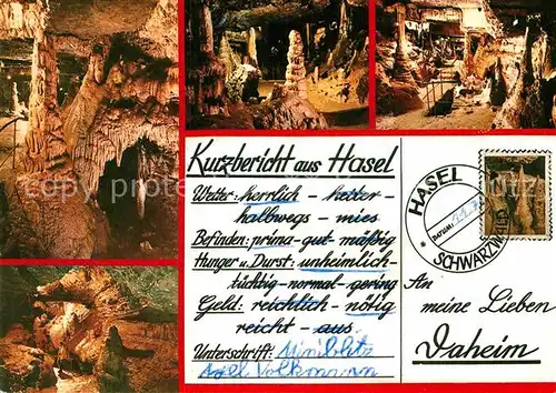AK / Ansichtskarte Hoehlen Caves Grottes Erdmannshoehle Hasel  Kat. Berge