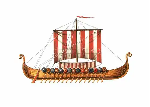 AK / Ansichtskarte Schiffe Ships Navires Wikingerschiff um 900 Zeichnung Swoboda 
