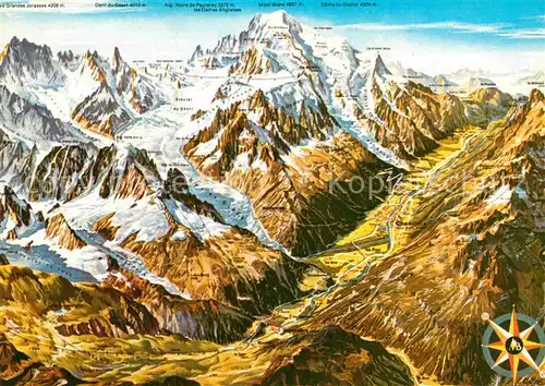 AK / Ansichtskarte Chamonix Mont Blanc Haute Savoie Panoramakarte Kat. Chamonix Mont Blanc