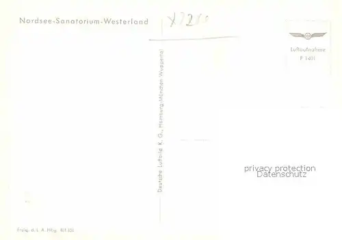 AK / Ansichtskarte Westerland Sylt Fliegeraufnahme Nordsee Sanatorium  Kat. Westerland