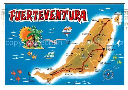 AK / Ansichtskarte Fuerteventura Kanarische Inseln Inselkarte Kat. 