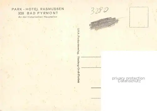 AK / Ansichtskarte Bad Pyrmont Park Hotel Rasmussen Hauptallee Kat. Bad Pyrmont