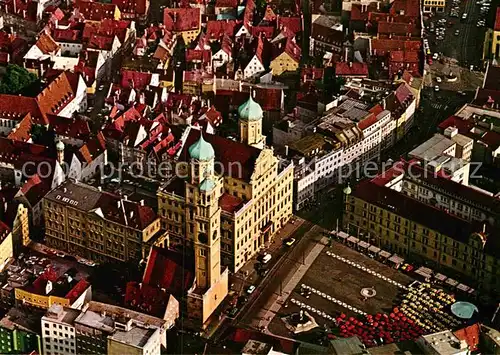AK / Ansichtskarte Augsburg Fliegeraufnahme mit Rathaus und Perlachturm Kat. Augsburg