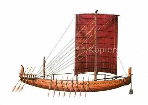 AK / Ansichtskarte Schiffe Ships Navires Altaegyptisches Segelschiff Zeichnung Swoboda 