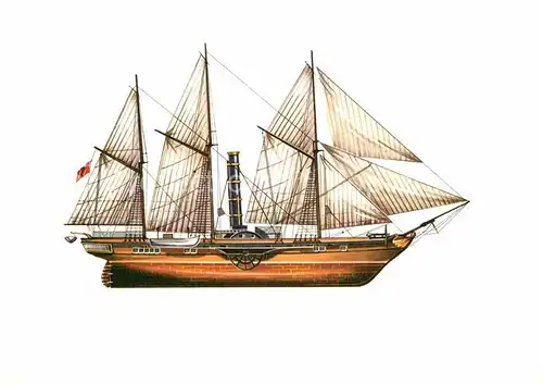 AK / Ansichtskarte Schiffe Ships Navires Raddampfer James Watt 1845 Zeichnung Swoboda 