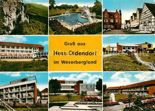 AK / Ansichtskarte Hessisch Oldendorf Fachwerk Freibad Weserbergland Kat. Hessisch Oldendorf