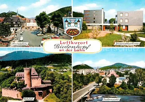 AK / Ansichtskarte Biedenkopf Marktplatz Jugendherberge Schloss Teilansicht Luftkurort an der Lahn Kat. Biedenkopf