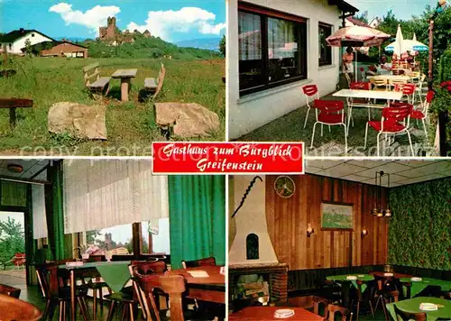 AK / Ansichtskarte Greifenstein Hessen Gasthaus Zum Burgblick Terrasse Kat. Greifenstein