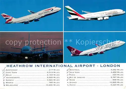 AK / Ansichtskarte Flugzeuge Zivil British Airways Emirates Virgin Atlantic  Kat. Airplanes Avions