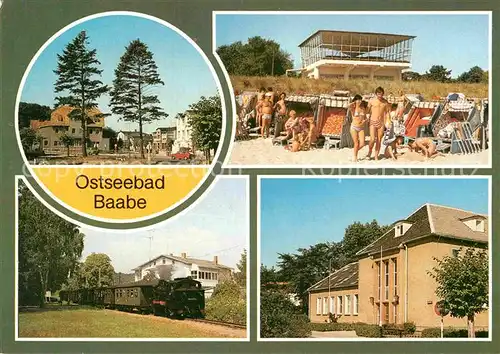 AK / Ansichtskarte Baabe Ostseebad Ruegen Teilansicht Strand HOG Inselparadies Schmalspurbahn Reichsbahn Erholungsheim Kat. Baabe