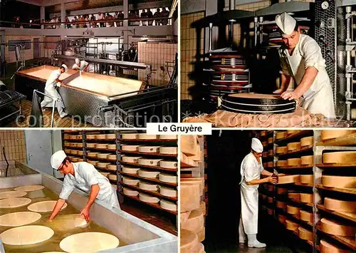 AK / Ansichtskarte Gruyeres FR Fabrication du fromage a la laitrie de demonstration de Gruyeres Kat. Gruyeres