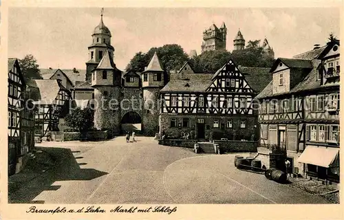 AK / Ansichtskarte Braunfels Markt mit Schloss Fachwerkhaeuser Kat. Braunfels