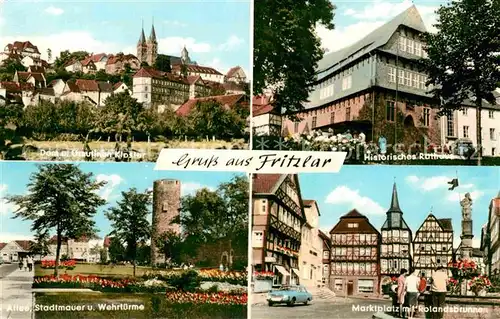 AK / Ansichtskarte Fritzlar Dom Ursulinenkloster Historisches Rathaus Allee Stadtmauer Wehrtuerme Marktplatz Rolandsbrunnen Kat. Fritzlar