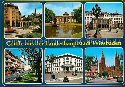 AK / Ansichtskarte Wiesbaden Teilansichten Landeshauptstadt Schloss Platz Kirche Kat. Wiesbaden