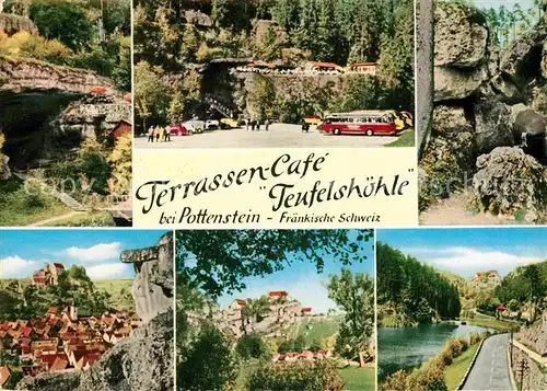 AK / Ansichtskarte Pottenstein Oberfranken Terrassen Cafe Teufelshoehle Teilansichten Kat. Pottenstein