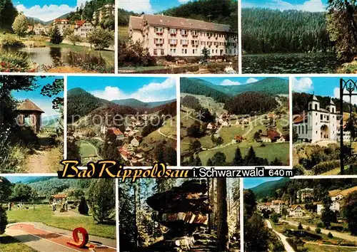 AK / Ansichtskarte Bad Rippoldsau Schwarzwald Kurpark Landschaftspanorama Minigolf Waldpartie Kirche Kat. Bad Rippoldsau Schapbach