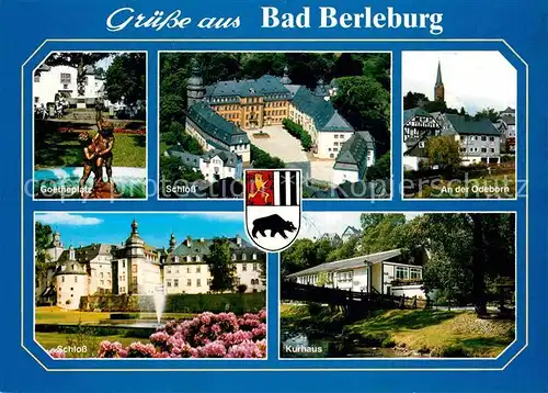 AK / Ansichtskarte Bad Berleburg Goetheplatz Statue Schloss Odeborn Kurhaus Kat. Bad Berleburg