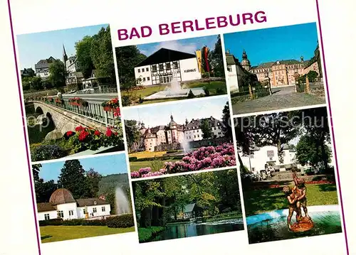 AK / Ansichtskarte Bad Berleburg Teilansichten Kurort Kurhaus Schloss Teich Statue Park Kat. Bad Berleburg